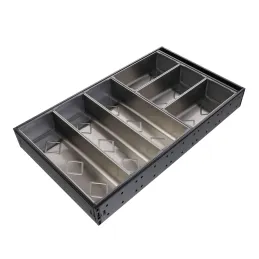 Portaposate in acciaio inox per cassetto della cucina 3 + 3 / Acciaio inox - nero