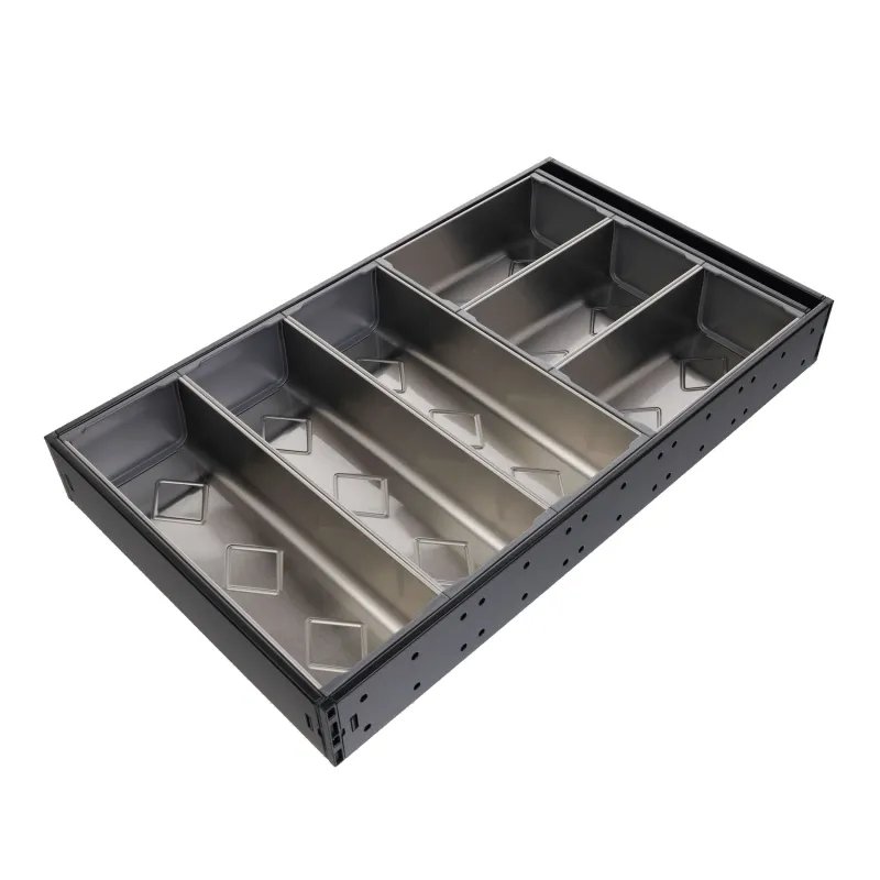 Portaposate in acciaio inox per cassetto della cucina 3 + 3 / Acciaio inox - nero