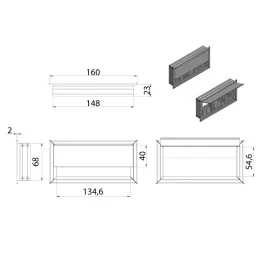 Passacavi MONET 160 x 80 mm / Alluminio