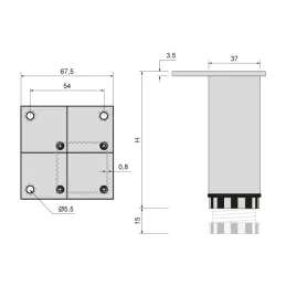 Piedino per mobili MANA / Nero opaco