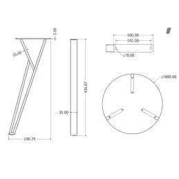 Set di 4 gambe di design per tavolino da caffè OSAKA COFFEE / Nero opaco