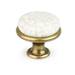 Pomello LUNAS / Ottone anticato – porcellana craquelé
