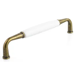 Maniglia BLANCA / Ottone anticato - Porcellana bianca