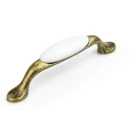Maniglia LUNAS / Ottone anticato - Bianco latte