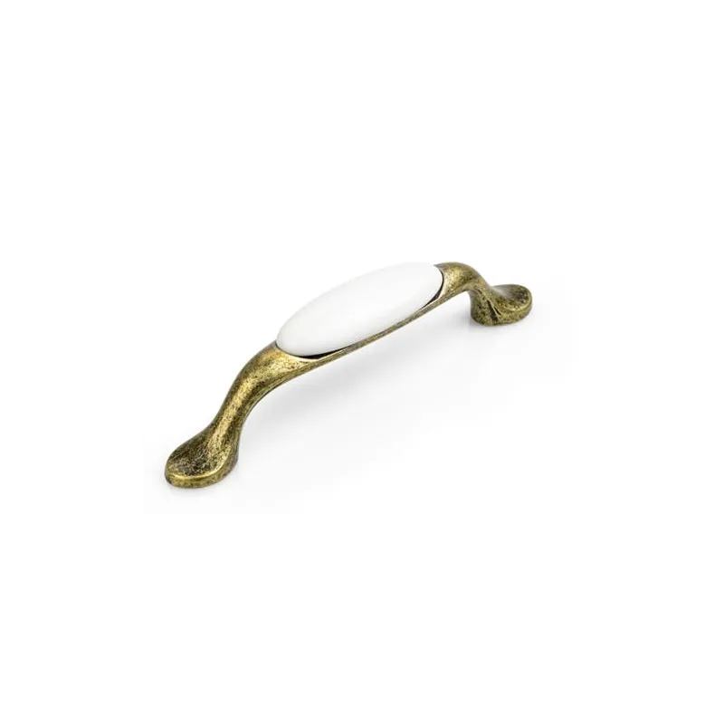 Maniglia LUNAS / Ottone anticato - Bianco latte