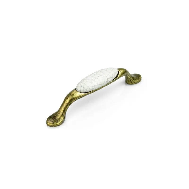 Maniglia LUNAS / Ottone anticato – porcellana craquelé