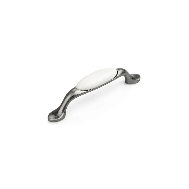 Maniglia LUNAS / Argento anticato - Bianco latte