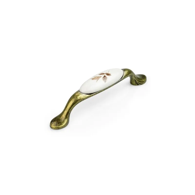 Maniglia LUNAS / Ottone anticato - motivo floreale marrone