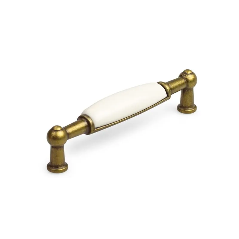 Maniglia LUNAS DUO / Ottone anticato - Bianco latte
