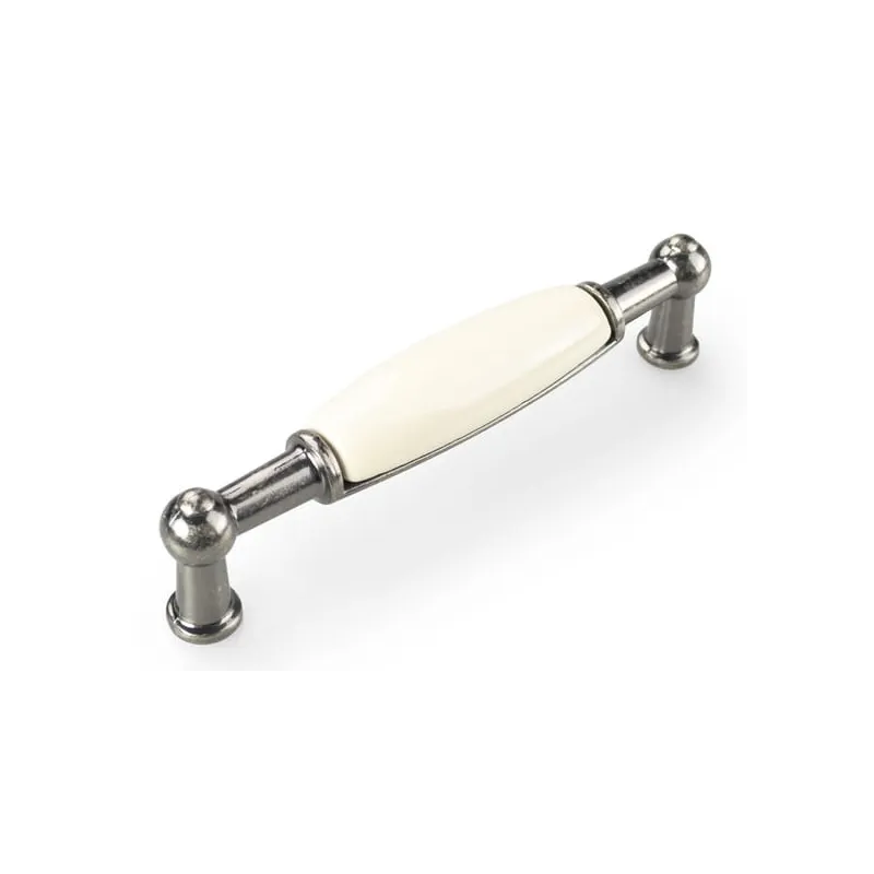 Maniglia LUNAS DUO / Argento anticato - Bianco latte