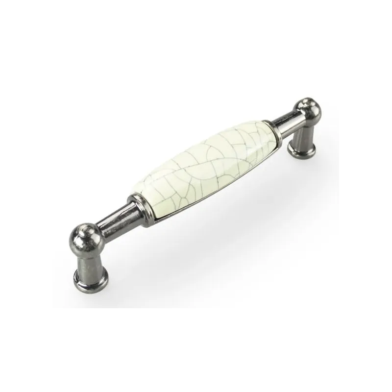 Maniglia LUNAS DUO / Argento anticato - Porcellana craquelé