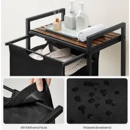 Cesto per la biancheria METALO UNO / Nero + legno marrone
