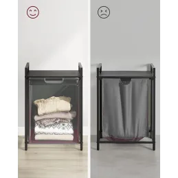 Cesto portabiancheria METALO UNO / Nero + Legno antracite