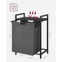 Cesto portabiancheria METALO UNO / Nero + Legno antracite