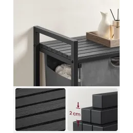 Cesto portabiancheria METALO UNO / Nero + Legno antracite