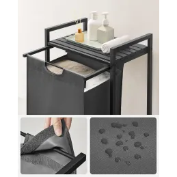 Cesto portabiancheria METALO UNO / Nero + Legno antracite
