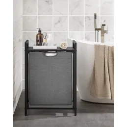Cesto portabiancheria METALO UNO / Nero + Legno antracite