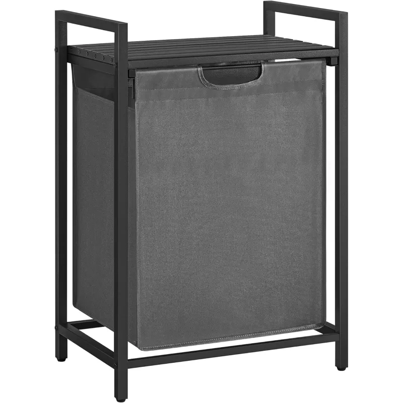 Cesto portabiancheria METALO UNO / Nero + Legno antracite