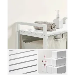 Cesto portabiancheria METALO DUO / Bianco + legno bianco