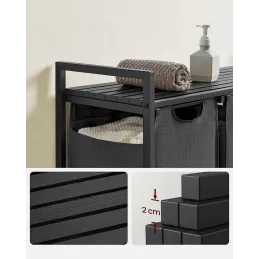 Cesto portabiancheria METALO TRIO / Nero + legno antracite