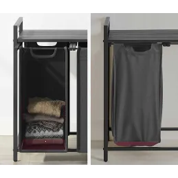 Cesto portabiancheria METALO TRIO / Nero + legno antracite