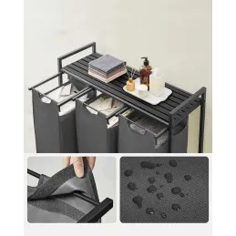 Cesto portabiancheria METALO TRIO / Nero + legno antracite