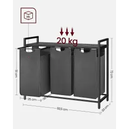 Cesto portabiancheria METALO TRIO / Nero + legno antracite