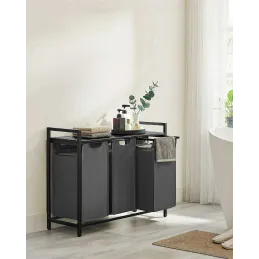 Cesto portabiancheria METALO TRIO / Nero + legno antracite