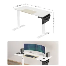 Scrivania elettrica regolabile in altezza GARDO 1400 x 600 / Bianca
