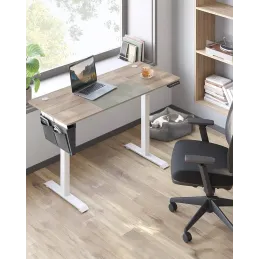 Scrivania elettrica regolabile in altezza GARDO 1400 x 600 / Bianco - Rovere sonoma