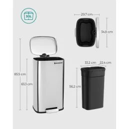 Pattumiera STING con pedale 30 L / Acciaio inox