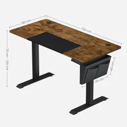 Scrivania elettrica regolabile in altezza GARDO 1200 x 600 / Nero