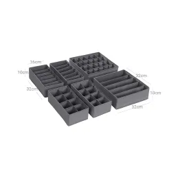 Set da 8 contenitori portaoggetti per armadio ALAMO / Grigio