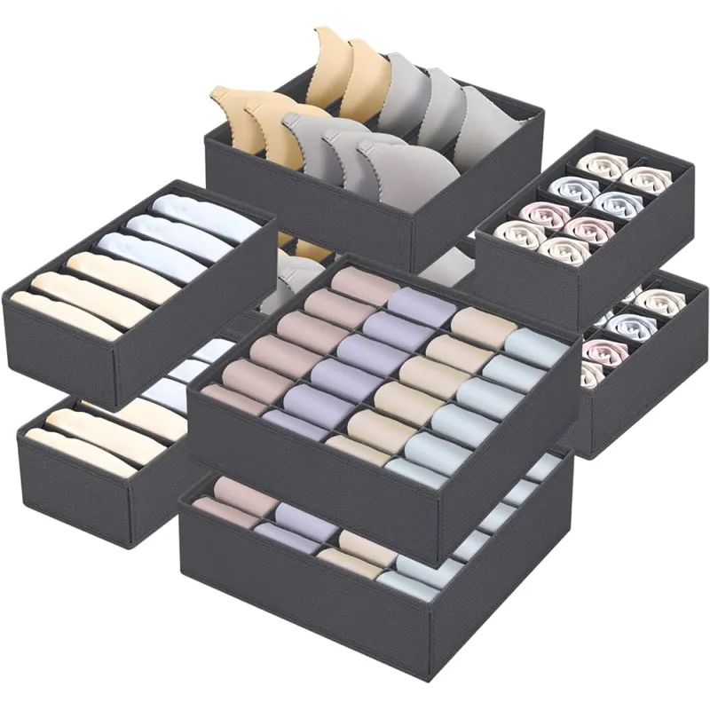 Set da 8 contenitori portaoggetti per armadio ALAMO / Grigio