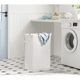 Cesto portabiancheria GLAMUR 72L / Bianco
