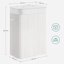 Cesto portabiancheria GLAMUR 72L / Bianco