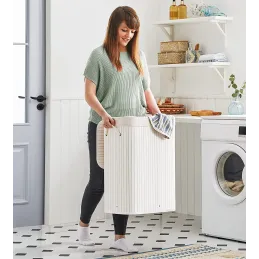 Cesto portabiancheria GLAMUR 72L / Bianco