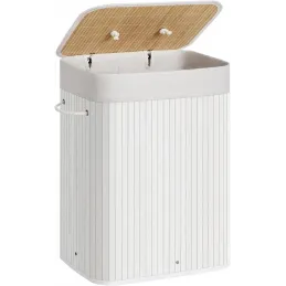 Cesto portabiancheria GLAMUR 72L / Bianco
