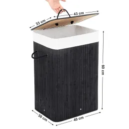 Cesto portabiancheria GLAMUR 72L / Nero