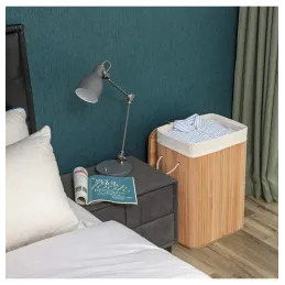 Cesto portabiancheria GLAMUR 72 L / Legno naturale
