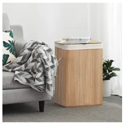 Cesto portabiancheria GLAMUR 72 L / Legno naturale