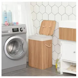 Cesto portabiancheria GLAMUR 72 L / Legno naturale