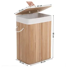Cesto portabiancheria GLAMUR 72 L / Legno naturale