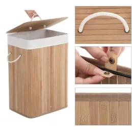 Cesto portabiancheria GLAMUR 72 L / Legno naturale
