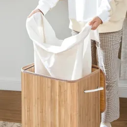 Cesto portabiancheria GLAMUR 72 L / Legno naturale