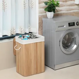 Cesto portabiancheria GLAMUR 72 L / Legno naturale