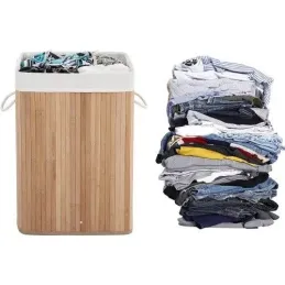 Cesto portabiancheria GLAMUR 72 L / Legno naturale