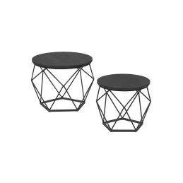 Set di 2 tavolini da salotto ORION / Nero opaco - legno nero