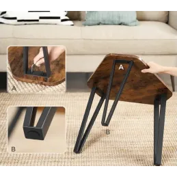 Set di 3 tavolini da salotto LUVERO / Nero opaco – legno vintage