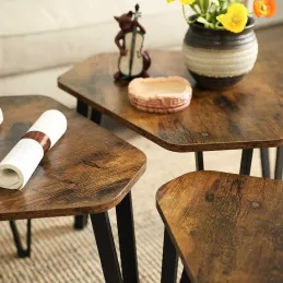 Set di 3 tavolini da salotto LUVERO / Nero opaco – legno vintage